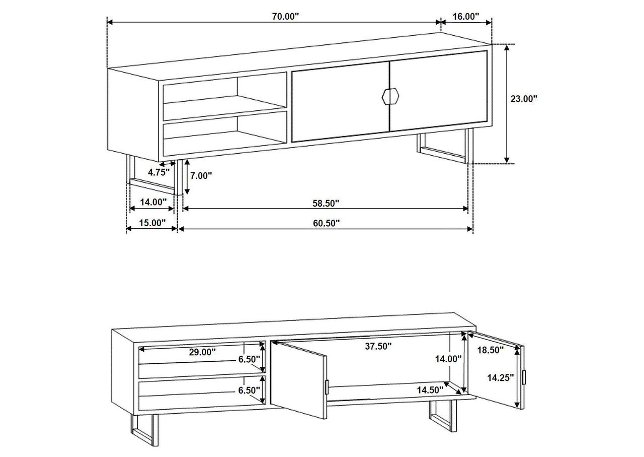 Marsden 2-Door Mango Wood 70-Inch TV Stand