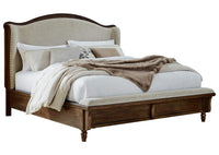 Thumbnail for Sturlayne Queen Upholstered Panel Bed | Cream & Brown Queen Bed Frame
