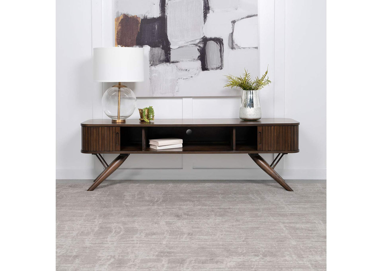 Valna Wood 71-Inch TV Stand with Sliding Doors