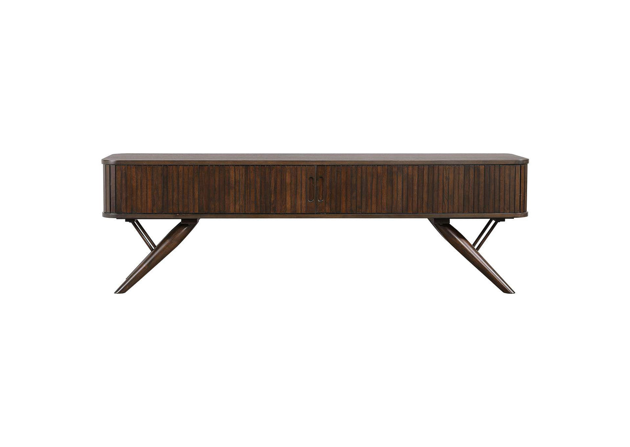 Valna Wood 71-Inch TV Stand with Sliding Doors